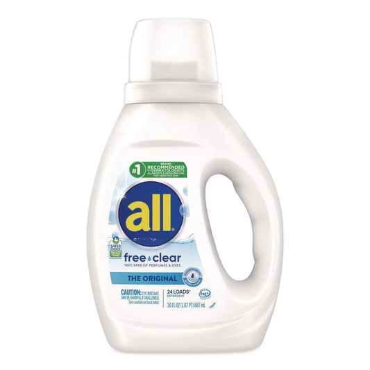 DIA47427 Free Clear HE Laundry Detergent, 24 Loads, Unscented, 30 oz Bottle, 6/Carton all