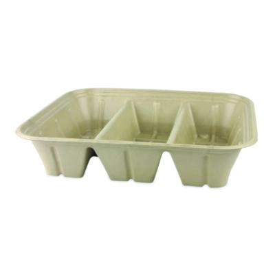 WORCASC104TLLF Fiber Catering Pans, 3 Compartments, 10.3 x 2.8 x 12.8, Paper, Natural, 200/Carton
