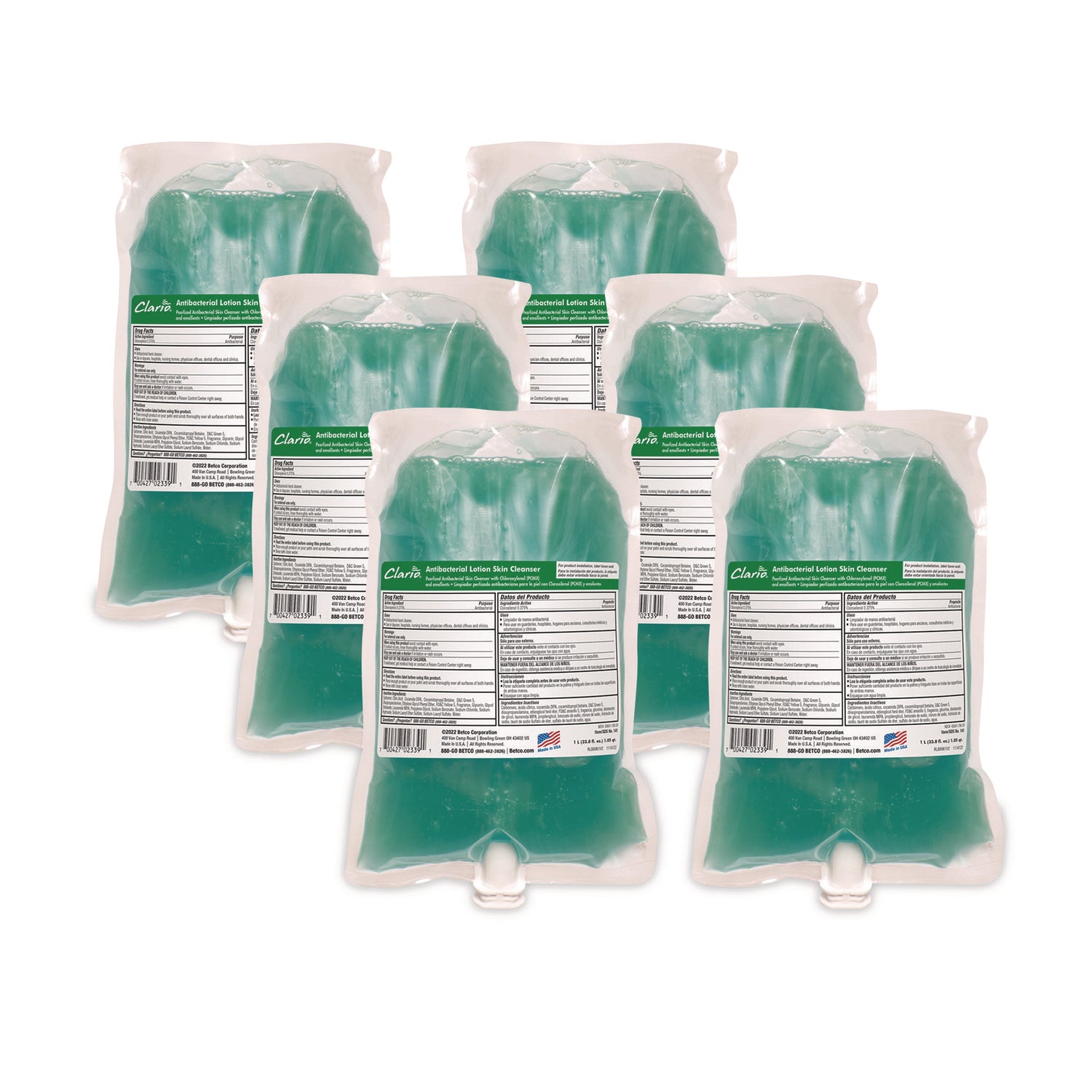 BET1412900 Antibacterial Lotion Cleanser, 1 L Dispenser Refills, 6/Carton Betco