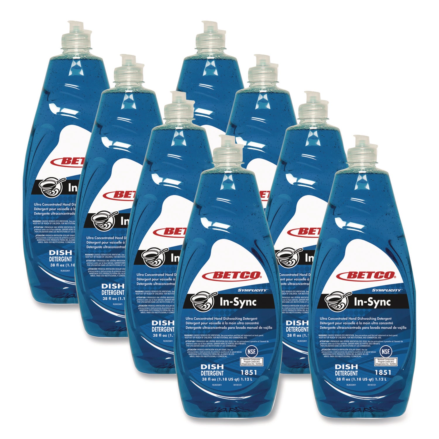 BET1851B900 Symplicity In-Sync Hand Dishwashing Detergent, Fresh Ozonic Scent, 38 oz Bottle, 8/Carton Betco
