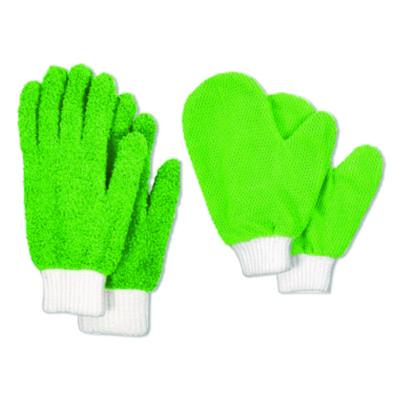 CH7TU05709 Microfiber Dusting Gloves and Mitts, Green with White Cuffs, 2 Gloves, 2 Mitts CHAGRINOVATIONS