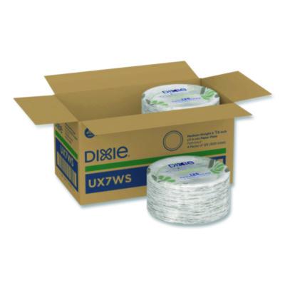 DXEUX7WS Pathways Soak-Proof Shield Mediumweight Paper Plates, WiseSize, 6.87" dia, Green/Burgundy, 500/Carton