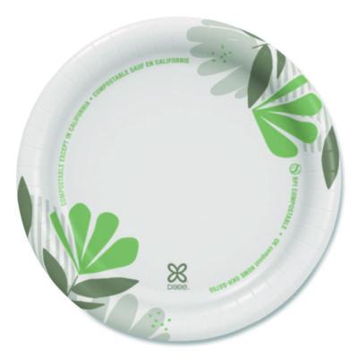DXEUX7WSPK Pathways Soak-Proof Shield Mediumweight Paper Plates, WiseSize, 6.87" dia, Green/Burgundy, 125/Pack