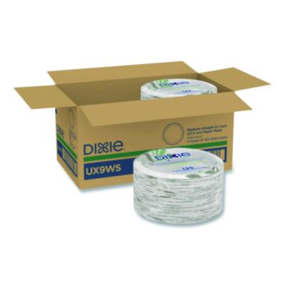 DXEUX9WS Pathways Soak-Proof Shield Mediumweight Paper Plates, Wisesize, 8.5" Dia, Green/burgundy, 125/pack, 4 Packs/carton