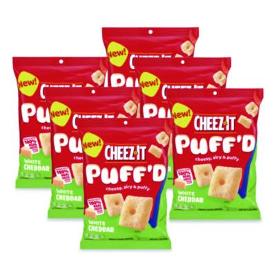 KEB00024 Puff'd Crackers, White Cheddar, 3 oz Bag, 6/Carton