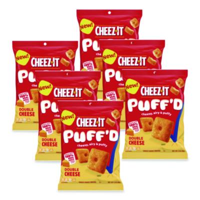 KEB00022 Puff'd Crackers, Double Cheese, 3 oz Bag, 6/Carton