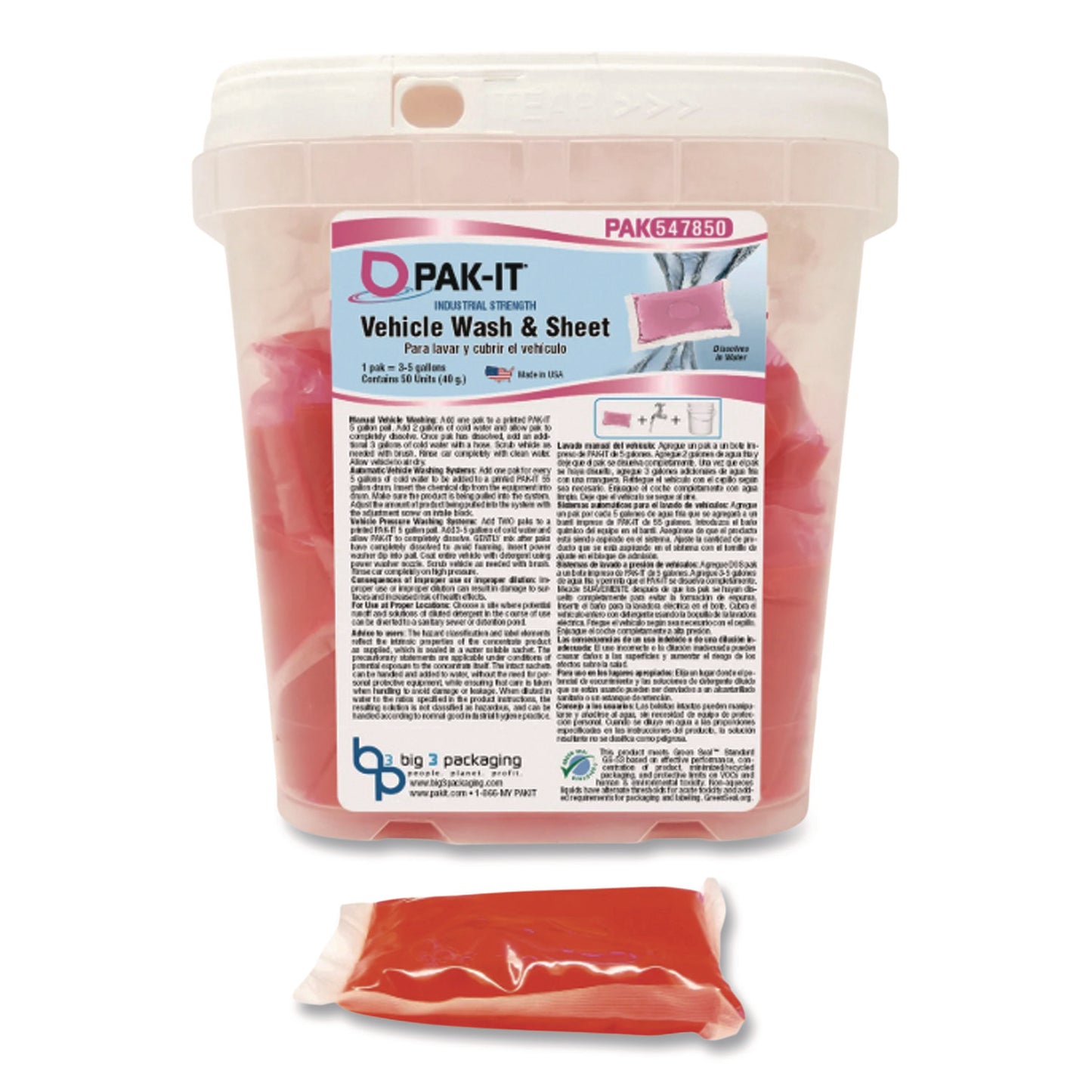 BIG547820003200 Vehicle Wash and Sheet, Uncented, 50 Packets