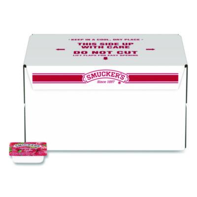 SMU00767 Jelly/Jam Plastic Portion Control Cups, Strawberry, 0.5 oz Cup, 200/Carton