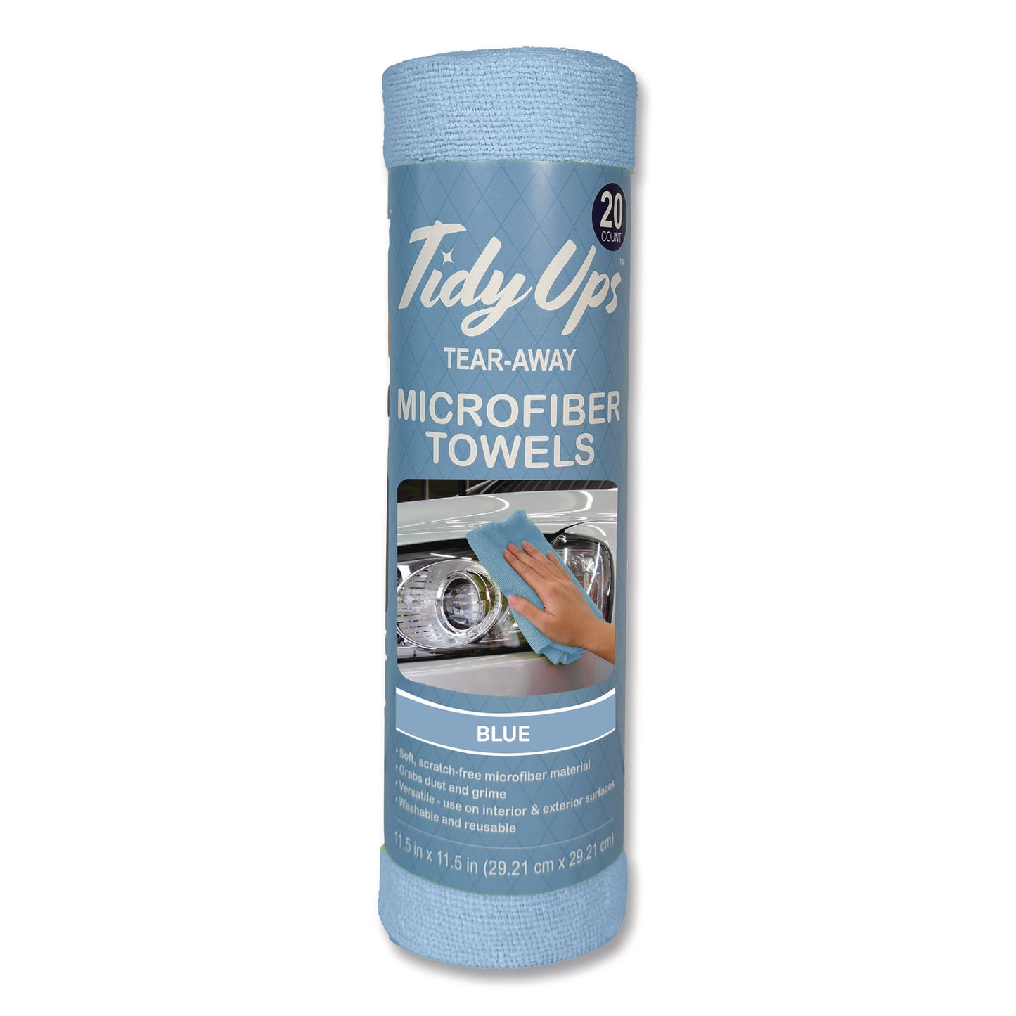 CH7TU68132 Microfiber Towel Roll, 11.5 x 11.5, Blue, 20 Towels/Roll
