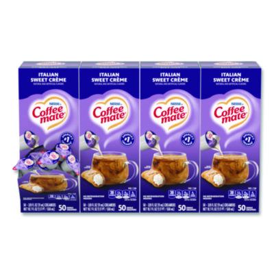 NES84652CT Liquid Coffee Creamer, Italian Sweet Cream, 0.38 oz Mini Cups, 50/Box, 4 Boxes/Carton