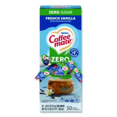 NES91757 Liquid Coffee Creamer, Zero Sugar French Vanilla, 0.38 oz Mini Cups, 50/Box
