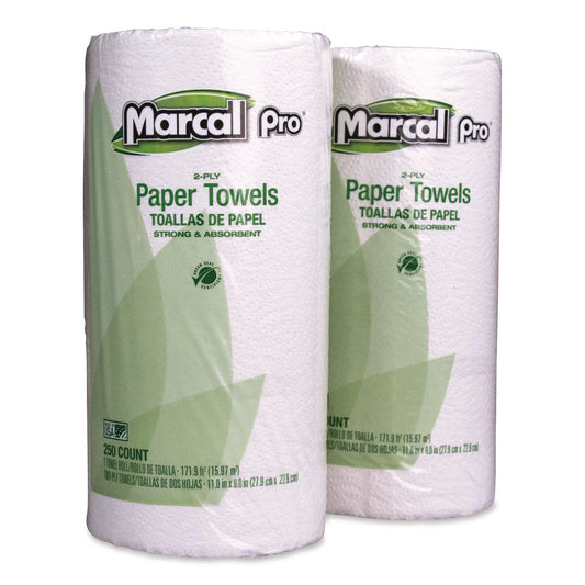 MRC250HC 100% Premium Recycled Kitchen Roll Towels, 2-Ply, 11 x 8.8, White, 12 Rolls/Carton