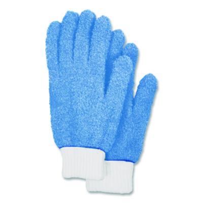 CH7TU05717 Microfiber Dusting Gloves, Blue with White Cuffs, 2 Gloves CHAGRINOVATIONS
