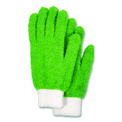CH7TU05718 Microfiber Dusting Gloves, Green with White Cuffs, 2 Gloves CHAGRINOVATIONS