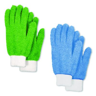 CH7TU05789 Microfiber Dusting Gloves, 2 Blue Gloves with White Cuffs, 2 Green Gloves with White Cuffs CHAGRINOVATIONS