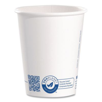 SCC370RCPLANET Recycled Content PCF Paper Hot Cups, ProPlanet Seal, 10 oz, White/Blue, 1,000/Carton