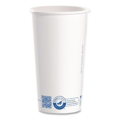 SCC420RCPLANET Recycled Content PCF Paper Hot Cups, ProPlanet Seal, 20 oz, White/Blue, 600/Carton