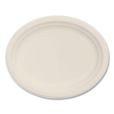 DCC12FBRPLR1 Compostable Molded Fiber Dinnerware, ProPlanet Seal, Platter, 12" Diameter, Natural, 500/Carton