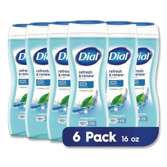 DIA02653 Body Wash, Spring Water Scent, 16 oz, 6/Carton Dial