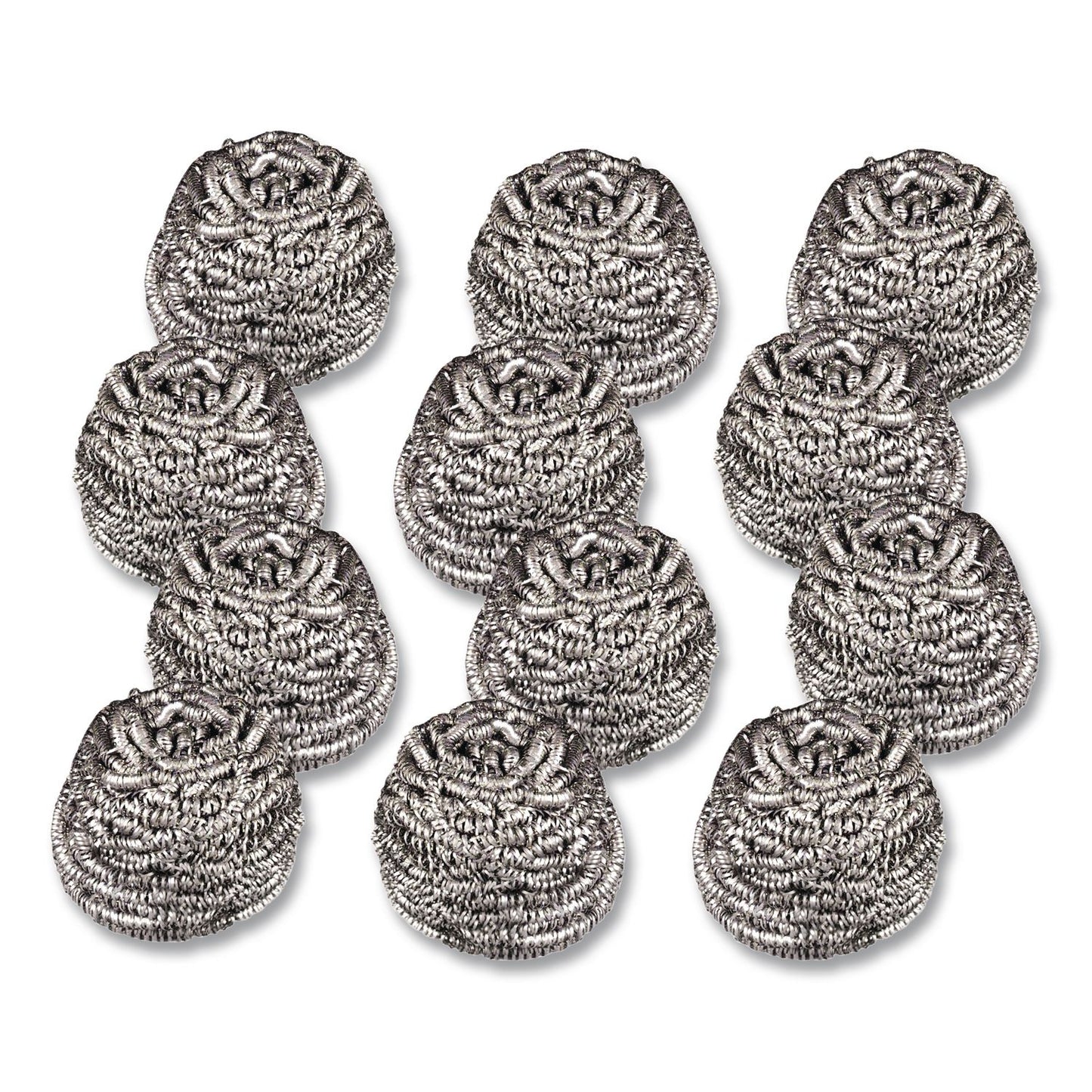 MMM19084 Stainless Steel Scrubber, Silver, 12/carton