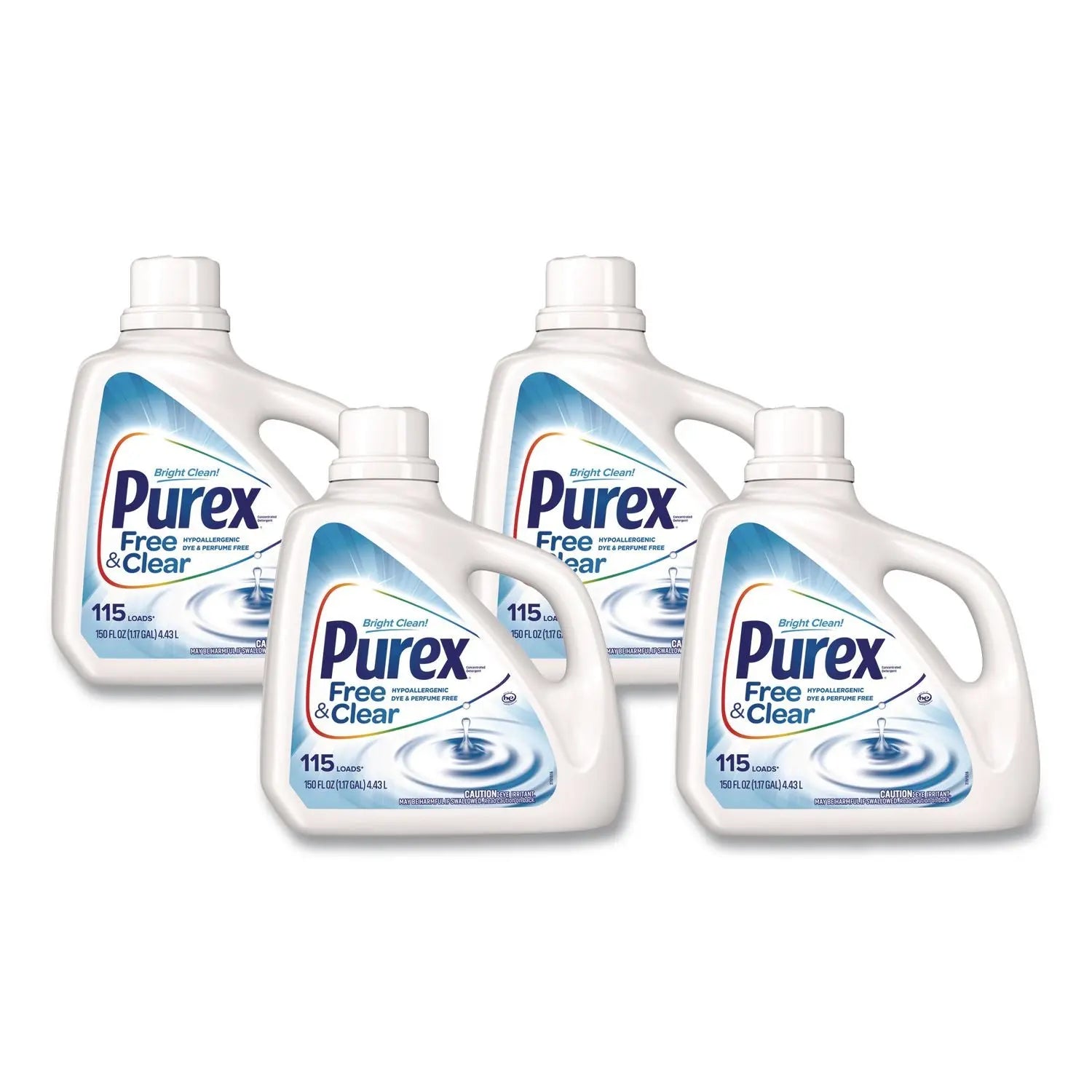 DIA05020 Free and Clear Liquid HE Laundry Detergent, Unscented, 150 oz Bottle, 4/Carton Purex