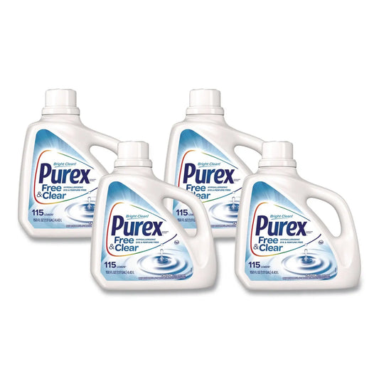 DIA05020 Free and Clear Liquid HE Laundry Detergent, Unscented, 150 oz Bottle, 4/Carton Purex