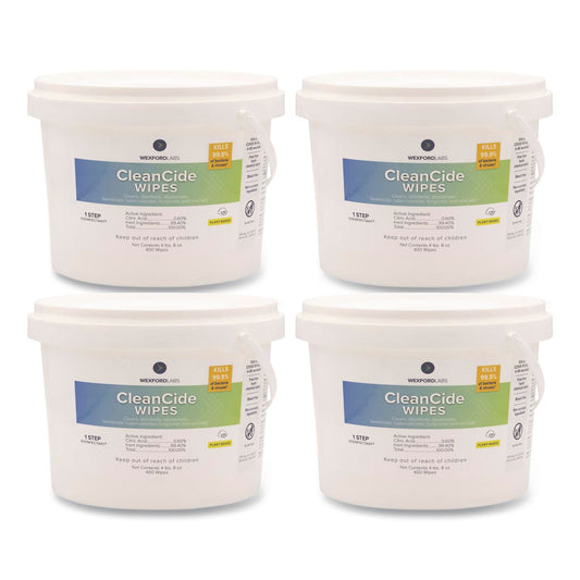 WXF3130B400DCT CleanCide Disinfecting Wipes, 1-Ply, 8 x 5.5, Fresh Scent, White, 400/Tub, 4 Tubs/Carton Wexford Labs