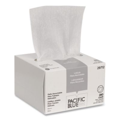 GPC29712 AccuWipe Recycled One-Ply Delicate Task Wipers, 1-Ply, 4.5 x 8.25, Unscented, White, 280/Box GEORGIA PACIFIC