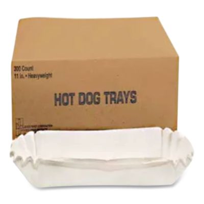 HFM610740 Fluted Hot Dog Trays, 6 x 2 x 2, White, Paper, 500/Sleeve, 6 Sleeves/Carton