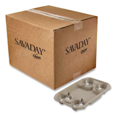 HUH20969CT StrongHolder Molded Fiber Cup/Food Tray, 8 oz to 22 oz, Four Cups + Food Tray, Beige, 250/Carton