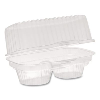 PCT2002 ClearView Bakery Cupcake Container, 2 Compartments, 6.75 x 4 x 4, Clear, Plastic, 100/Carton