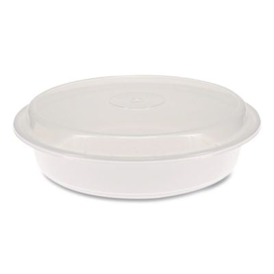 PCTNC948 Newspring VERSAtainer Microwavable Containers, 48 oz, 9 x 9 x 2.38, White/Clear, Plastic, 150/Carton