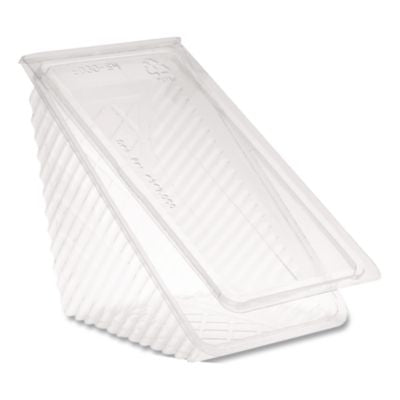 PCTY11334 Plastic Hinged Lid Sandwich Container, 3.25 x 6.5 x 3, Clear, 85/Pack, 3 Packs/Carton