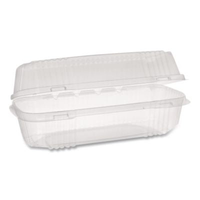 PCTYCI81049 ClearView SmartLock Hinged Lid Container, Hoagie Container, 27 oz, 9.25 x 4.5 x 3, Clear, Plastic, 250/Carton