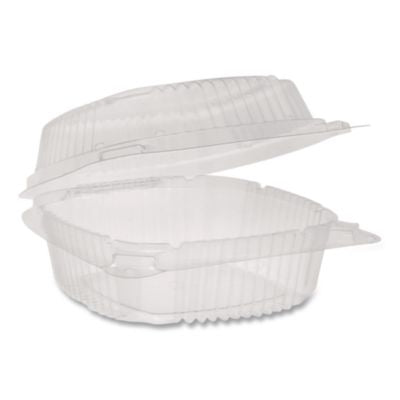 PCTYCI81050 ClearView SmartLock Hinged Lid Container, Hoagie Container, 11 oz, 5.25 x 5.25 x 2.5, Clear, Plastic, 375/Carton