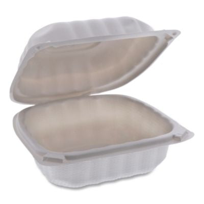 PCTYCN80600 EarthChoice SmartLock Microwavable MFPP Hinged Lid Container, 6 x 6 x 3.1, White, Plastic, 400/Carton