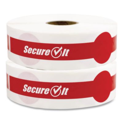 NTCP17SI2 SecureIT Tamper Evident Food Container Seals, 1 x 7, Red, Paper, 250/Roll, 2 Rolls/Pack
