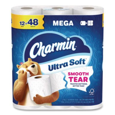 PGC17579PK Ultra Soft Bathroom Tissue, Mega Roll, Septic Safe, 2-Ply, White, 208 Sheets/Roll, 12 Rolls/Pack