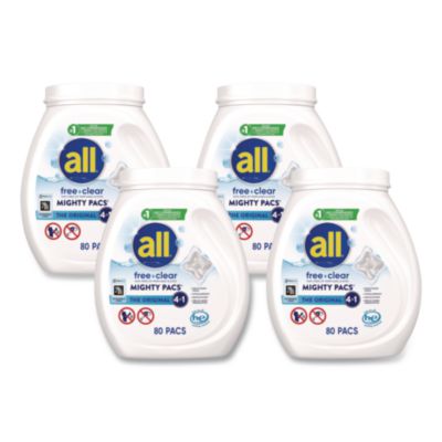 DIA47508 MIGHTY PACS Free Clear HE Laundry Detergent, 80 Pods/Tub, 4 Tubs/Carton DIAL PROFESSIONAL