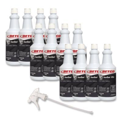 BET3421200EA Sanibet Rtu Sanitizer And Surface Cleaner, Unscented, 32 Oz Bottle BETCO CORPORATION