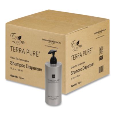 DHS458944 Terra Pure Shampoo Air Pump, Green Tea Lemongrass Scent, 16.23 oz Bottle, 12/Carton DIVERSIFIED HOSPITALITY SOLUTIONS, LTD.