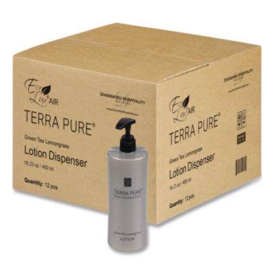 DHS458975 Terra Pure Body Lotion Air Pump, 16.23 oz Bottle, Green Tea and Lemongrass Scent,12/Carton DIVERSIFIED HOSPITALITY SOLUTIONS, LTD.