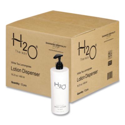 DHS259836 H2O Therapy Body Lotion Air Pump, 16.23 oz Bottle, White Tea and Lemongrass Scent, 12/Carton DIVERSIFIED HOSPITALITY SOLUTIONS, LTD.