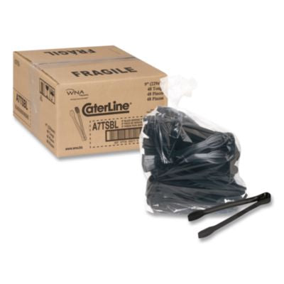 WNAA7TSBL Caterline Tongs, Plastic, 9", Black, 48/Carton