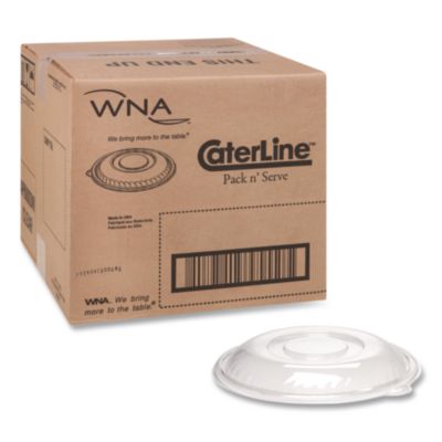WNAAPB160DM Caterline Pack n' Serve Plastic Lids, Dome Lid, 12" Diameter x 1.5" h, Clear, 25/Carton