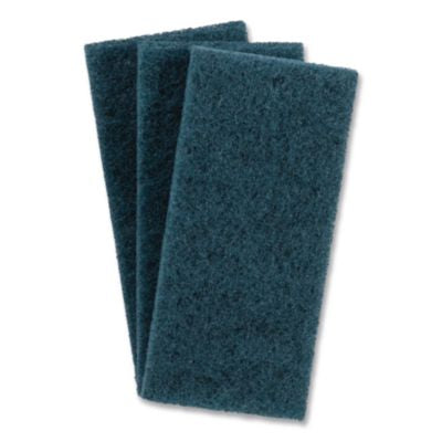 BWK402B Medium-Duty Scrub Pad, 4.62 x 10, Blue, 10/Carton BOARDWALK