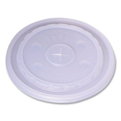 WCP221936 Plastic Lids for Foam Cups and Bowls, Slotted, Fits 32 oz to 64 oz Cold Cups, Translucent, 1,000/Carton