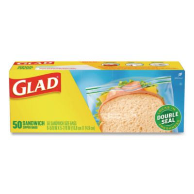 CLO57263 Zipper Food Storage Plastic Sandwich Bags, 6.63 x 5.88, Clear, 50 Bags/Box, 12 Boxes/Carton CLOROX SALES CO.