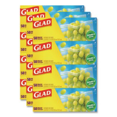 CLO60741 Zipper Food Storage Plastic Bags, Snack Size, 3.25 x 6.63 x 9.31, Clear, 50 Bags/Box, 12 Boxes/Carton