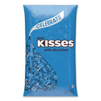 HRS60194 KISSES, Milk Chocolate, Dark Blue Wrappers, 60 oz Bag